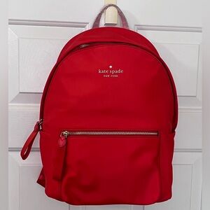 Large Chelsea kate spade Red Nylon Logo Backpack with Silver Hardware